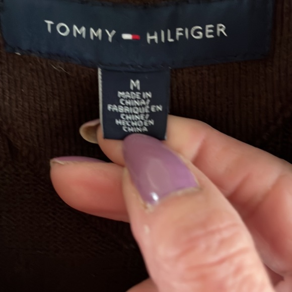NWOT! Tommy Hilfiger Full Zip Men’s Sweater Jacket. Size Medium. Brown w/ beige - Picture 4 of 6